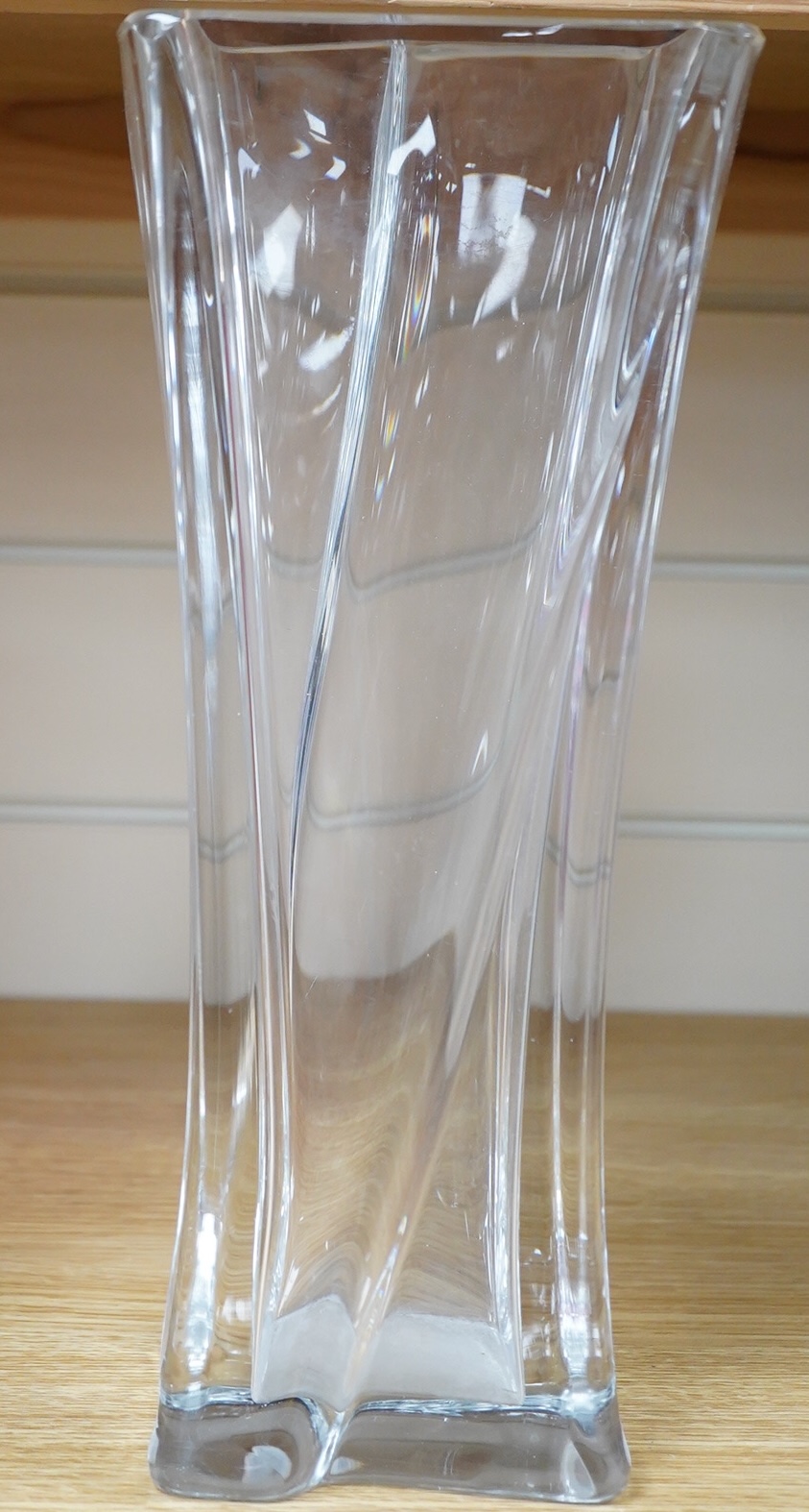 A Daum France square glass vase, 1970's, signed, 31cm high